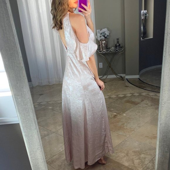 New TopShop Pink Metallic Ruffle Maxi Dress Gown - Picture 3 of 6